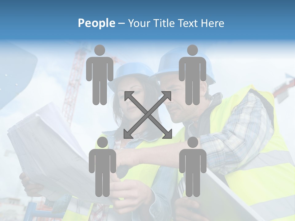 Architecture Blue Helmet Man PowerPoint Template