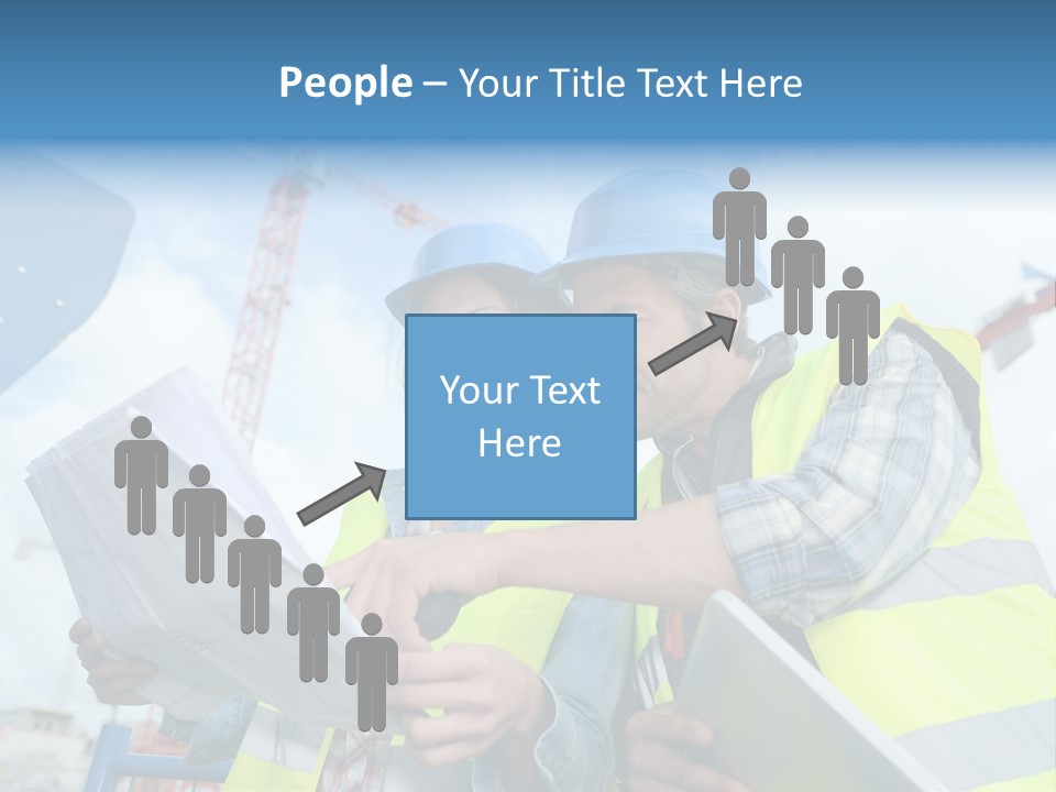 Architecture Blue Helmet Man PowerPoint Template