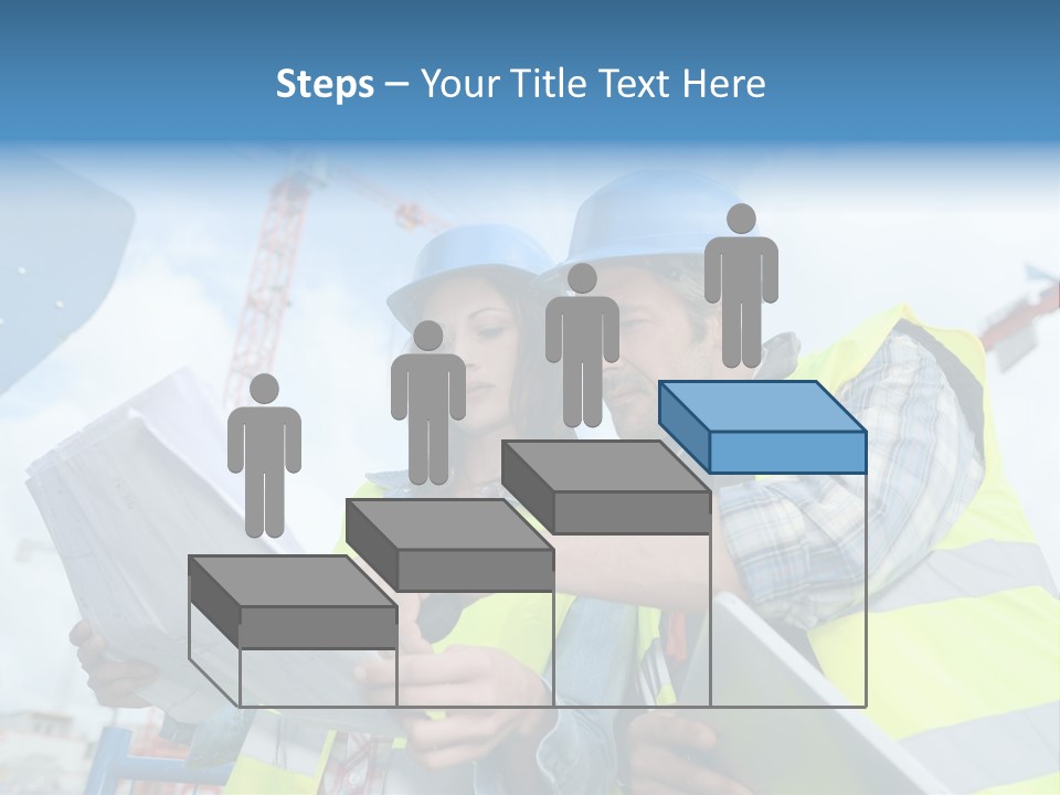 Architecture Blue Helmet Man PowerPoint Template