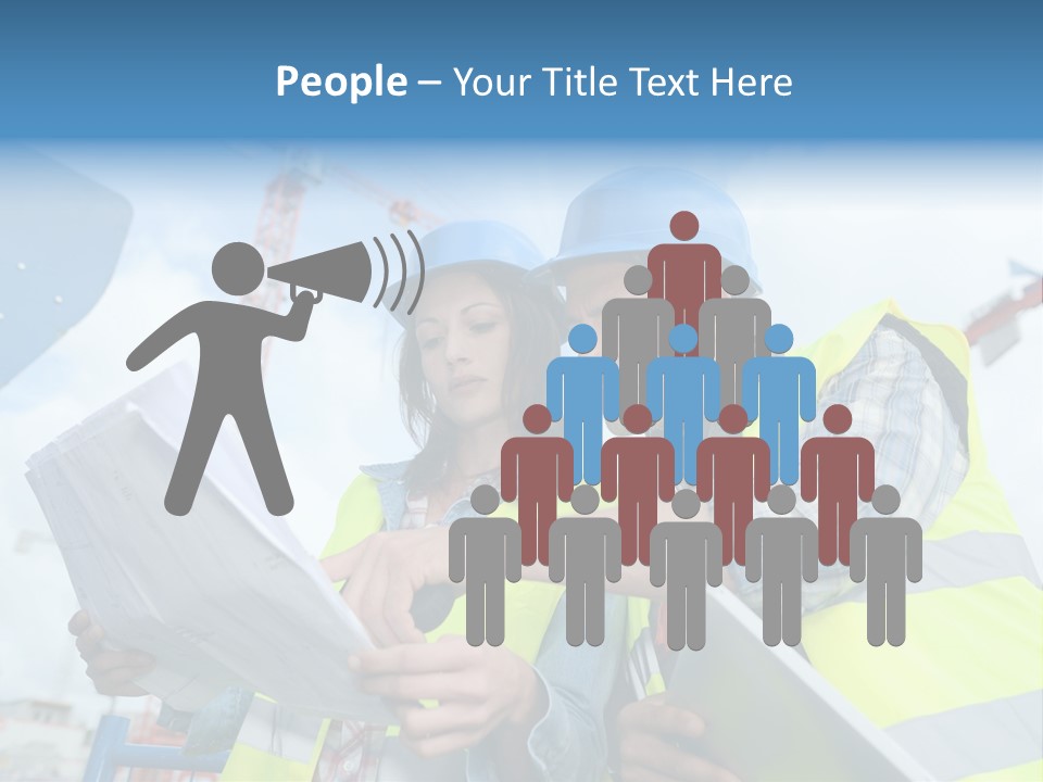 Architecture Blue Helmet Man PowerPoint Template