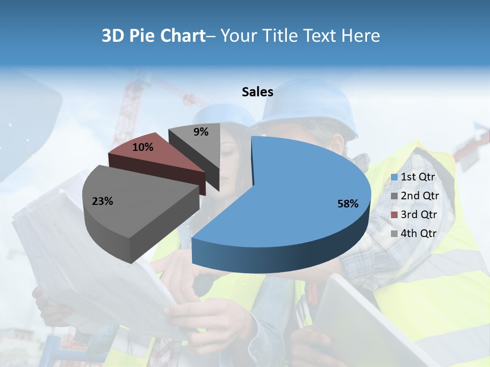 Architecture Blue Helmet Man PowerPoint Template