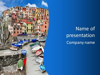 Town Cliff Boat PowerPoint Template