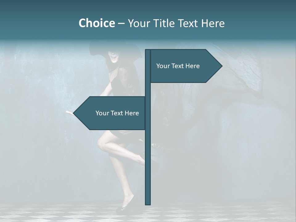 Tiled Floor Witch Happy PowerPoint Template