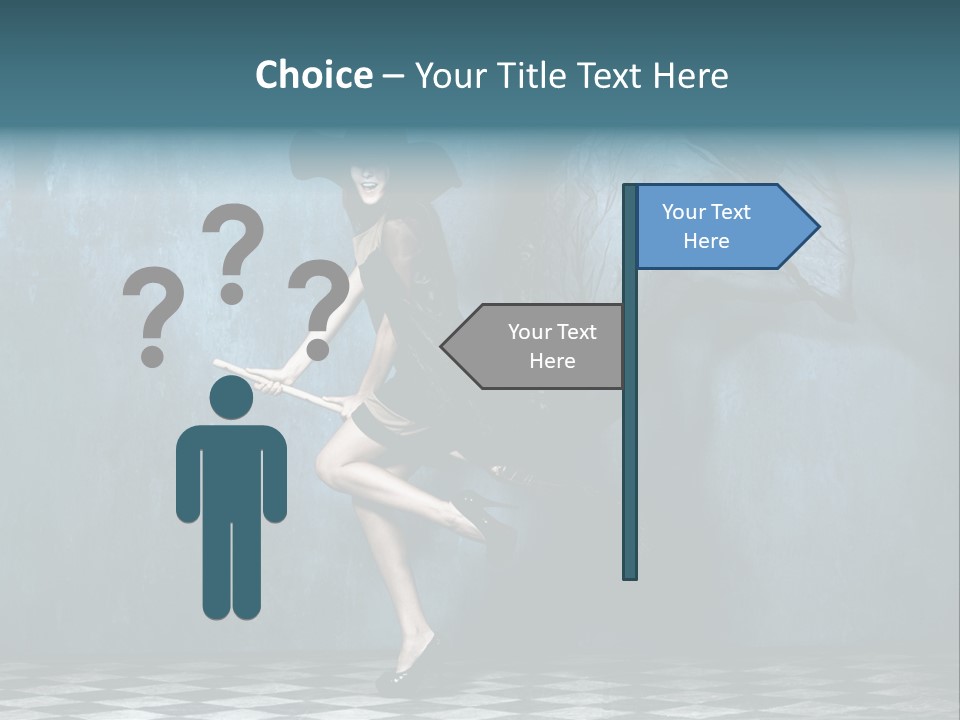 Tiled Floor Witch Happy PowerPoint Template