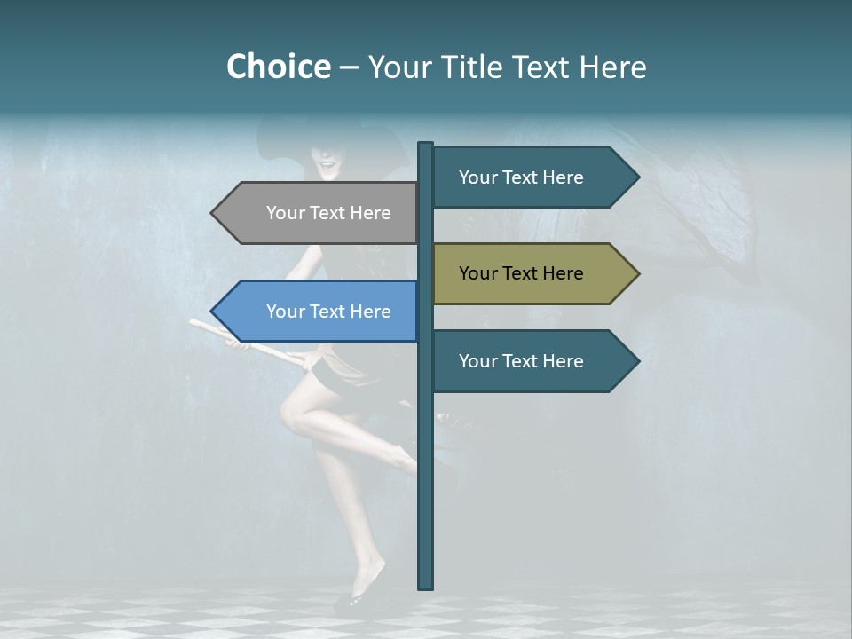 Tiled Floor Witch Happy PowerPoint Template