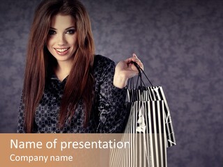 People Cheerful Shopaholic PowerPoint Template