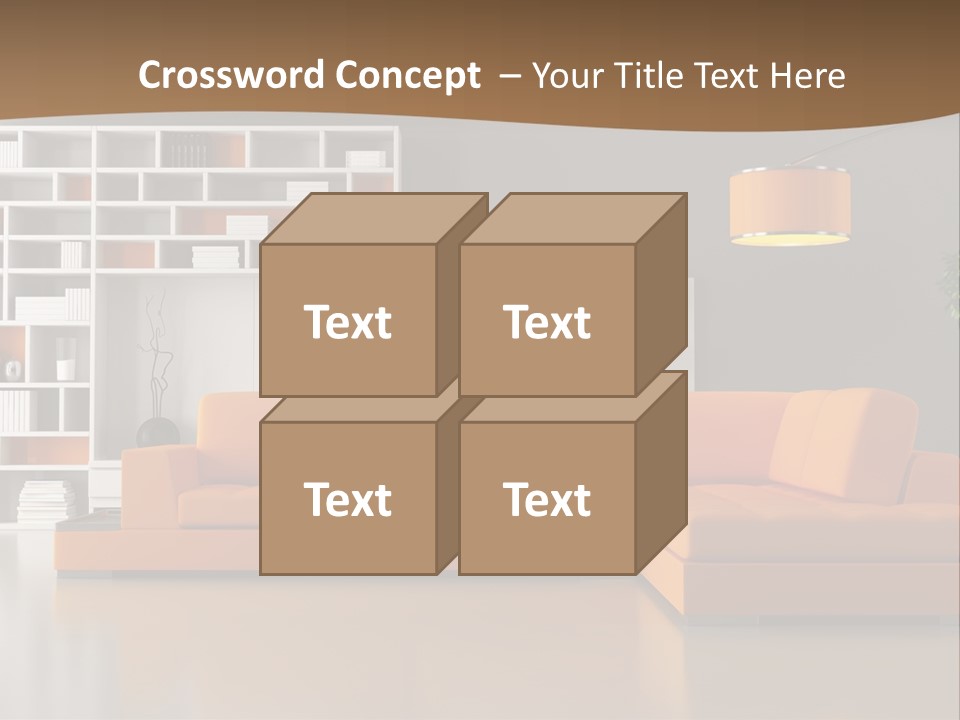Interior Horizontal Bookshelf PowerPoint Template