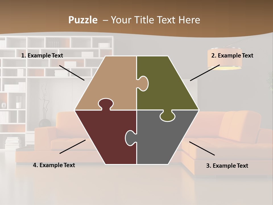 Interior Horizontal Bookshelf PowerPoint Template