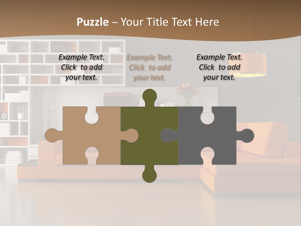 Interior Horizontal Bookshelf PowerPoint Template