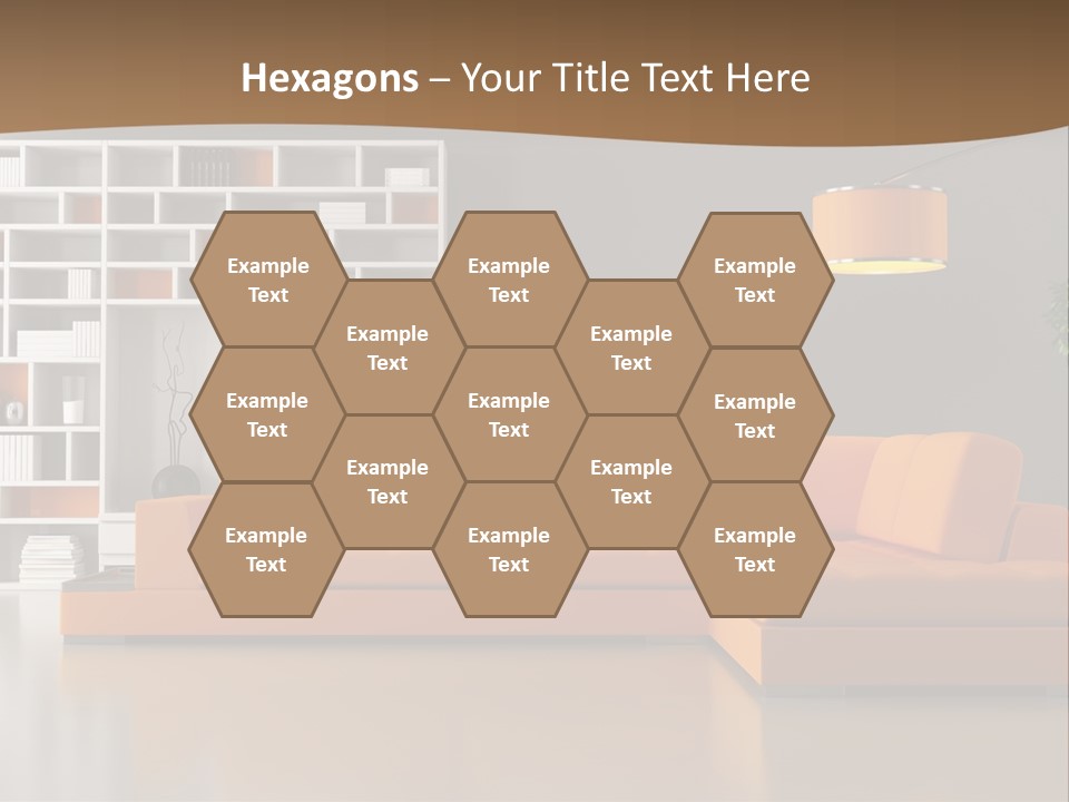 Interior Horizontal Bookshelf PowerPoint Template