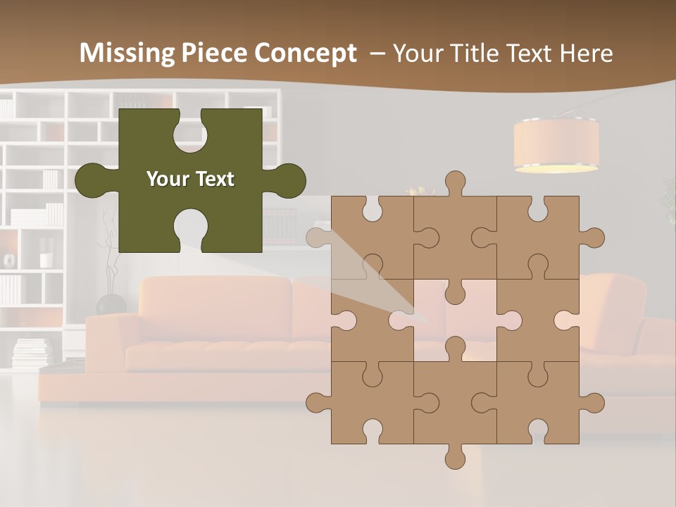 Interior Horizontal Bookshelf PowerPoint Template