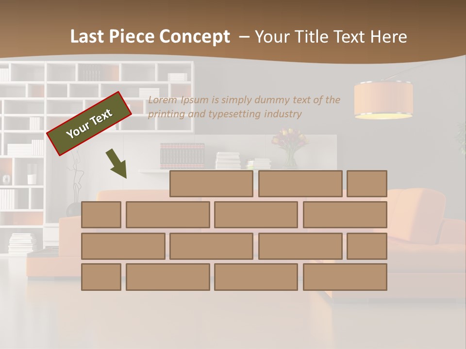 Interior Horizontal Bookshelf PowerPoint Template