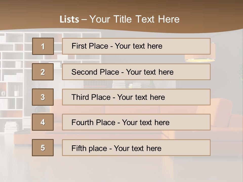 Interior Horizontal Bookshelf PowerPoint Template