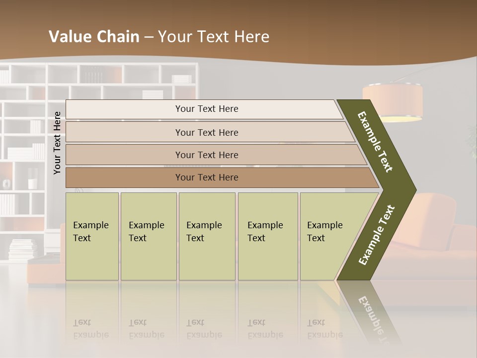 Interior Horizontal Bookshelf PowerPoint Template
