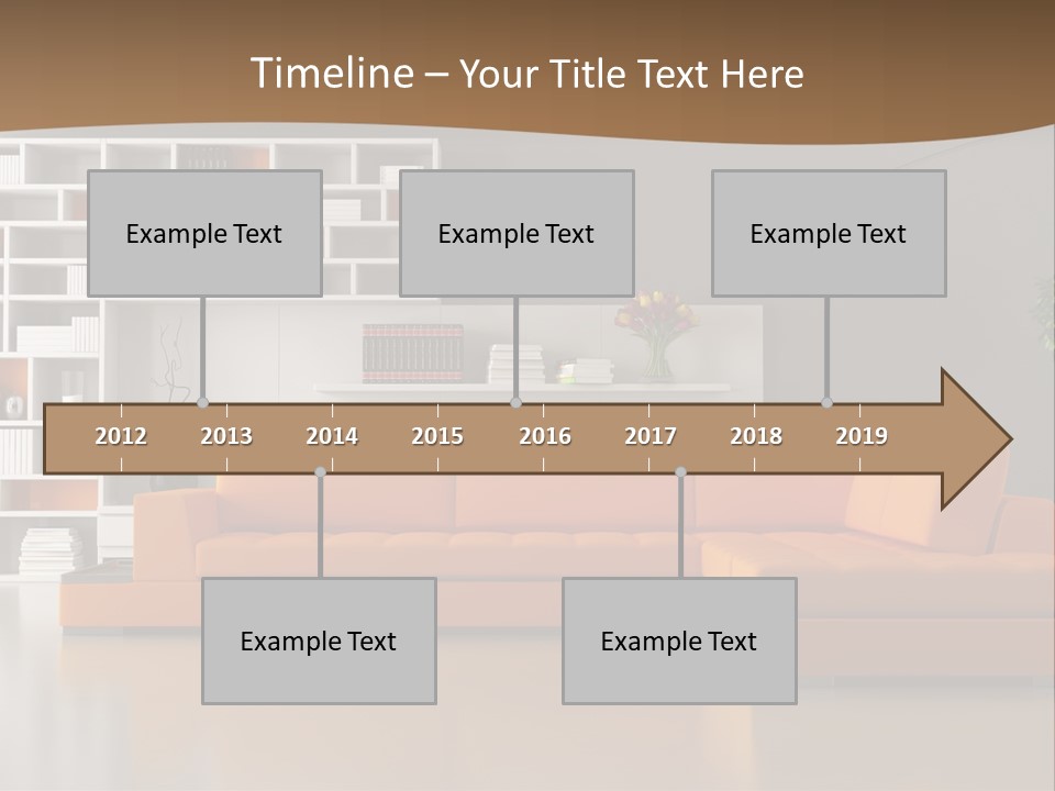 Interior Horizontal Bookshelf PowerPoint Template