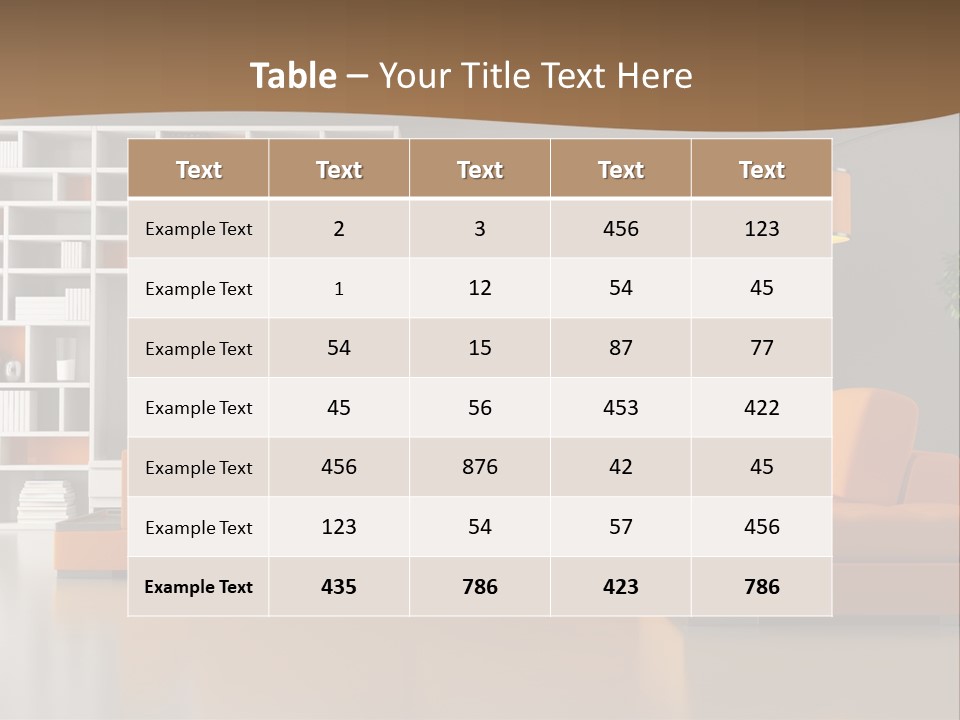 Interior Horizontal Bookshelf PowerPoint Template