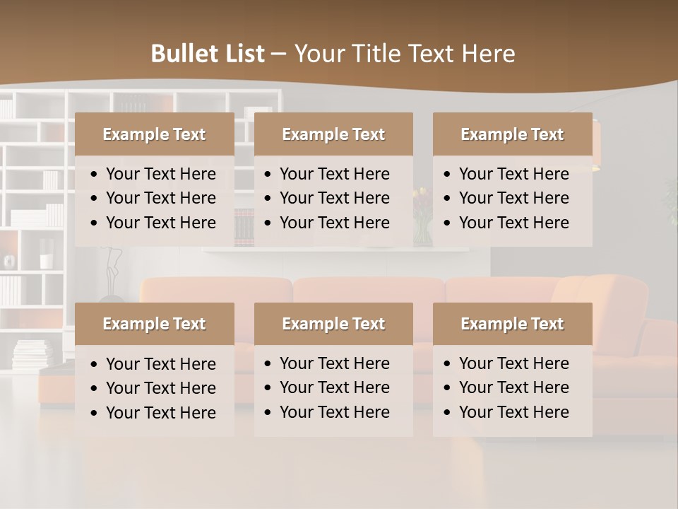 Interior Horizontal Bookshelf PowerPoint Template