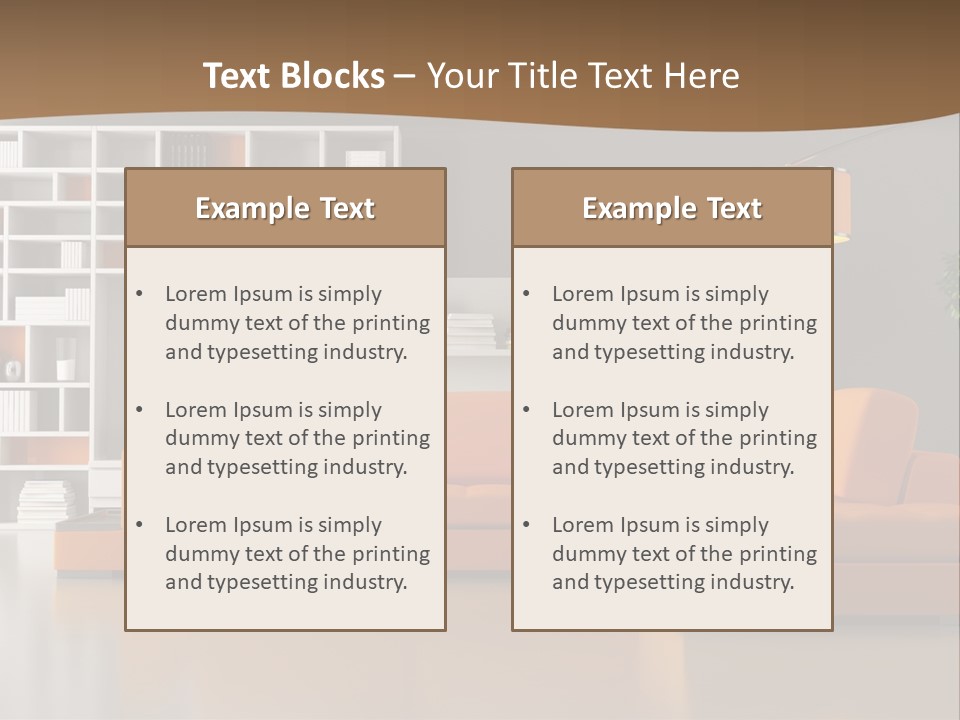 Interior Horizontal Bookshelf PowerPoint Template