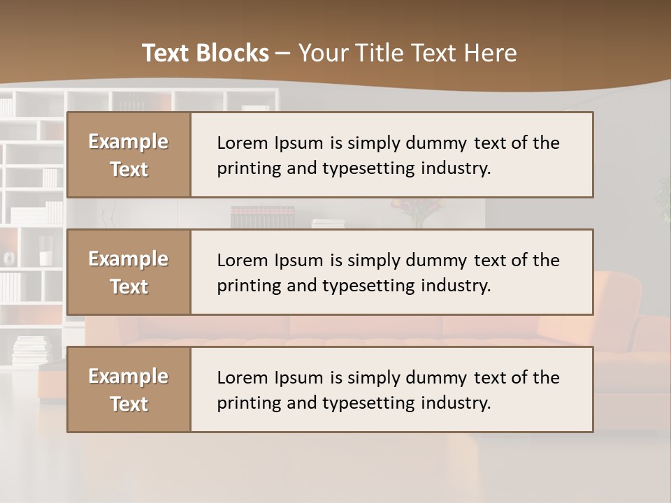 Interior Horizontal Bookshelf PowerPoint Template