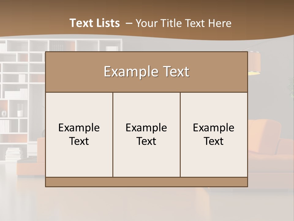 Interior Horizontal Bookshelf PowerPoint Template