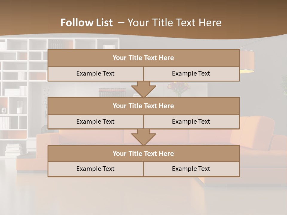 Interior Horizontal Bookshelf PowerPoint Template