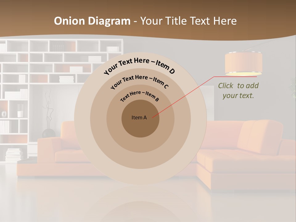 Interior Horizontal Bookshelf PowerPoint Template