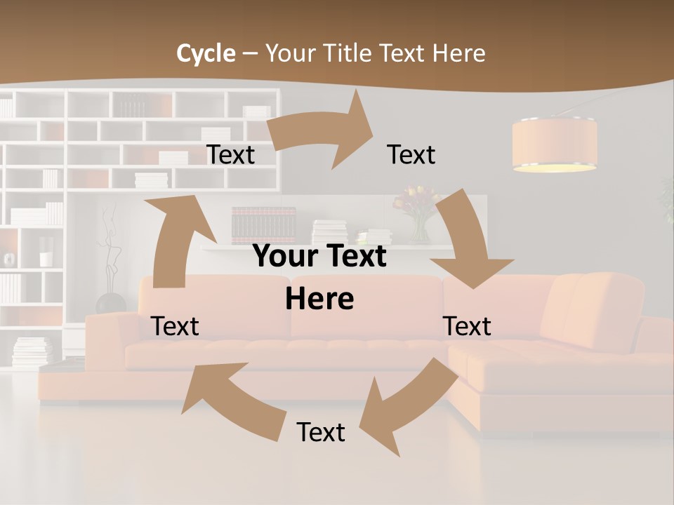 Interior Horizontal Bookshelf PowerPoint Template