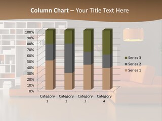 Interior Horizontal Bookshelf PowerPoint Template