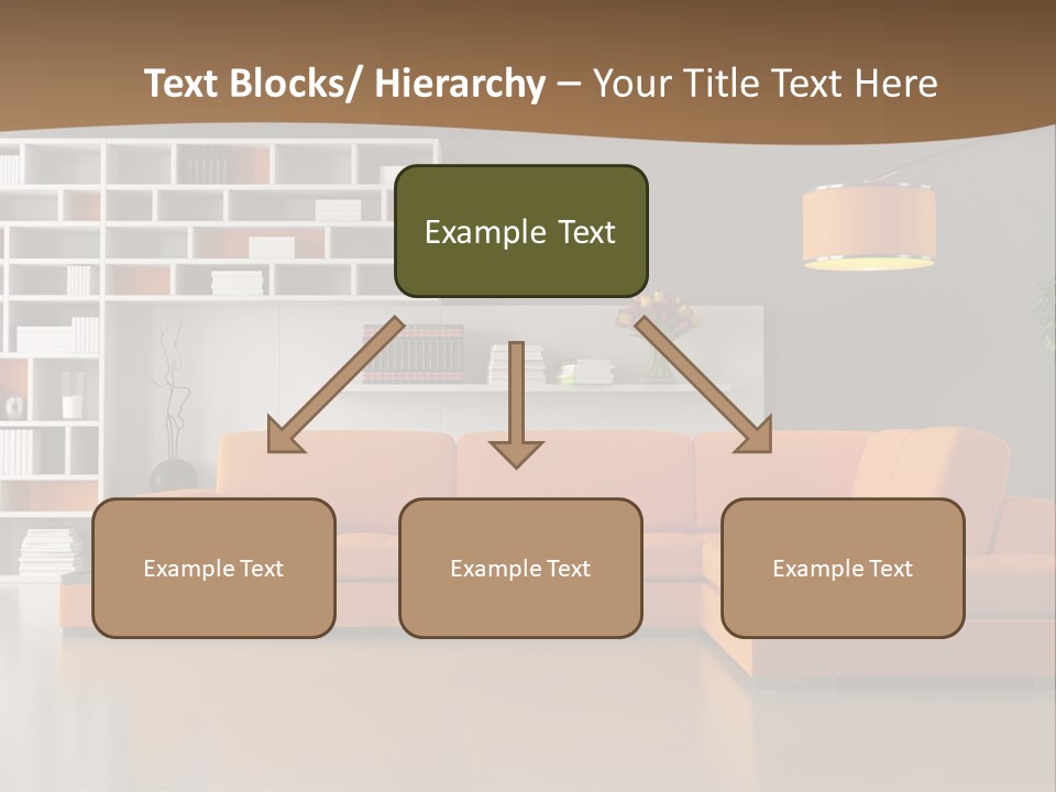 Interior Horizontal Bookshelf PowerPoint Template