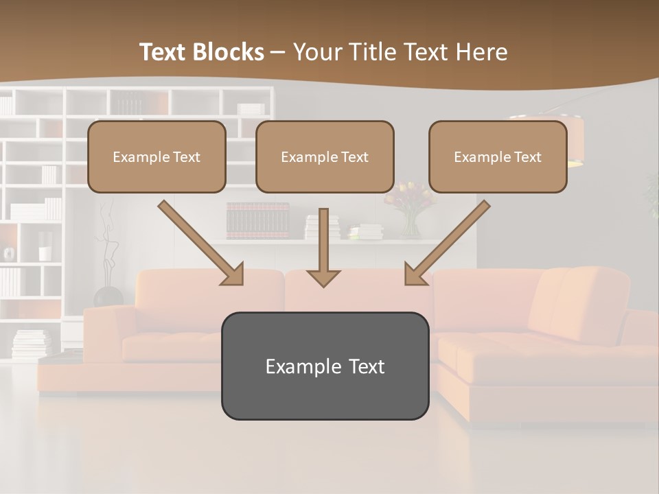 Interior Horizontal Bookshelf PowerPoint Template