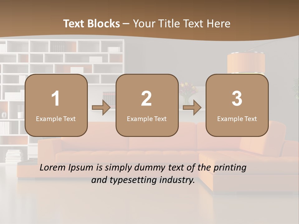 Interior Horizontal Bookshelf PowerPoint Template