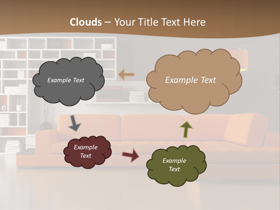 Interior Horizontal Bookshelf PowerPoint Template