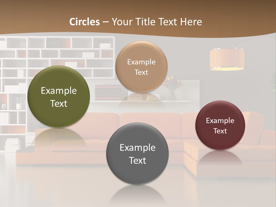 Interior Horizontal Bookshelf PowerPoint Template