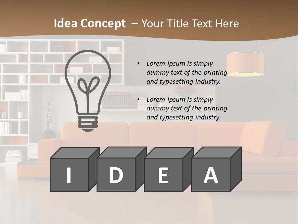 Interior Horizontal Bookshelf PowerPoint Template