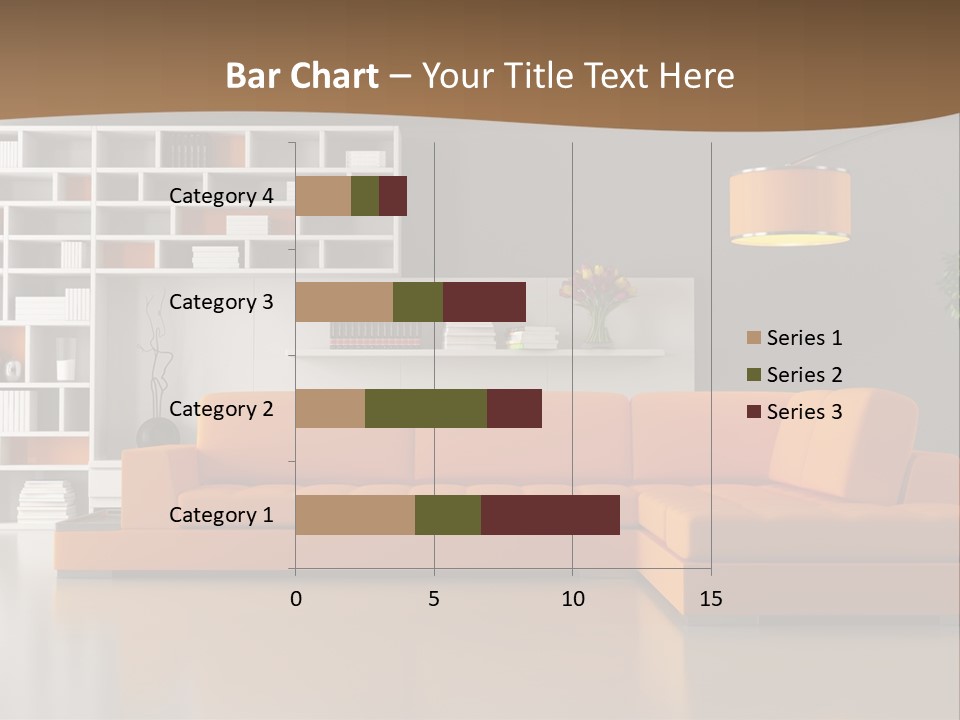 Interior Horizontal Bookshelf PowerPoint Template