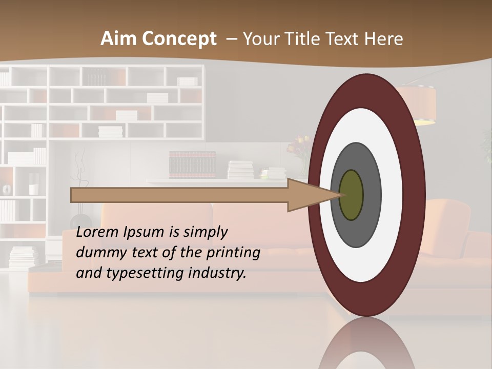 Interior Horizontal Bookshelf PowerPoint Template
