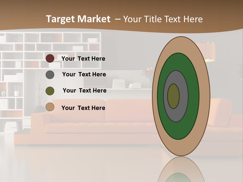 Interior Horizontal Bookshelf PowerPoint Template