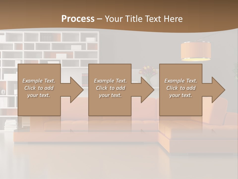 Interior Horizontal Bookshelf PowerPoint Template