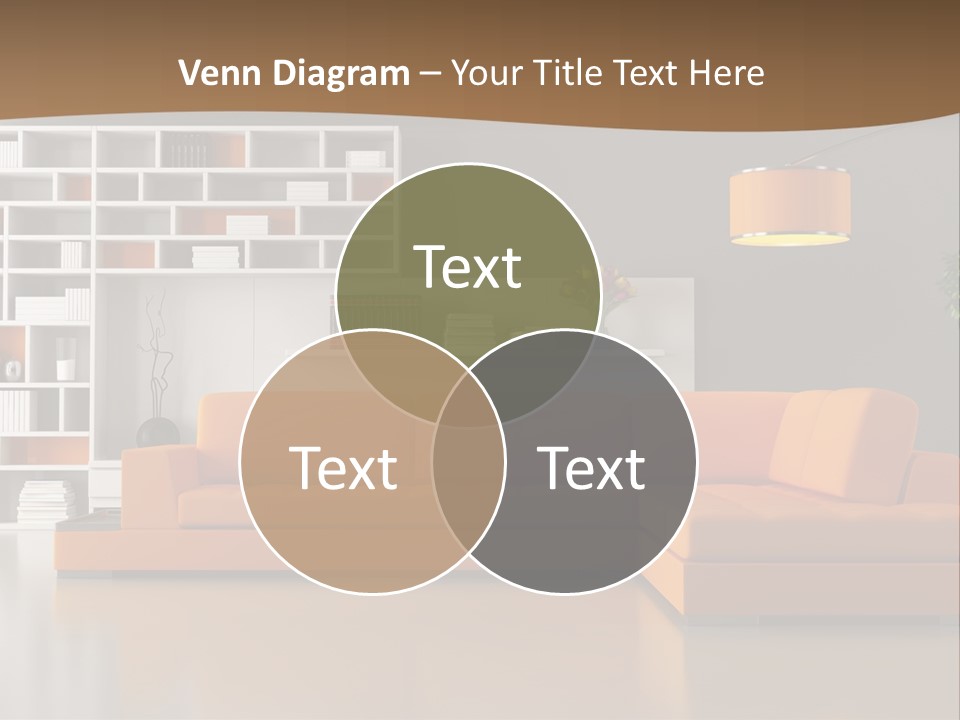 Interior Horizontal Bookshelf PowerPoint Template