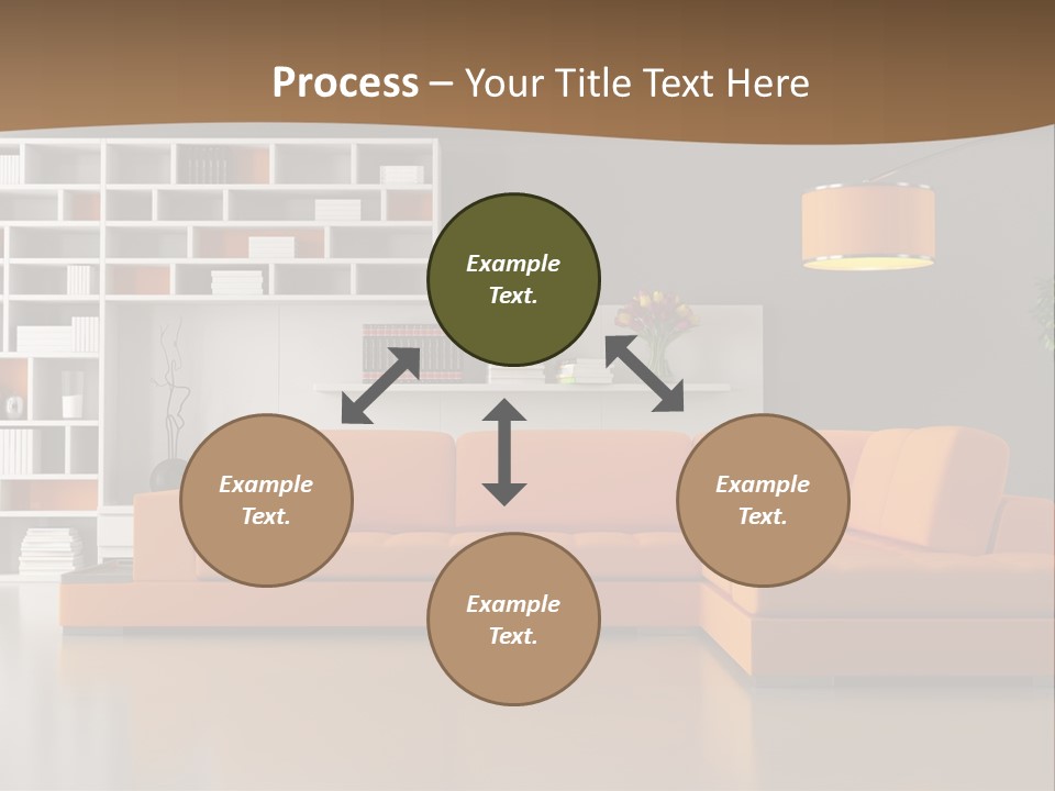 Interior Horizontal Bookshelf PowerPoint Template