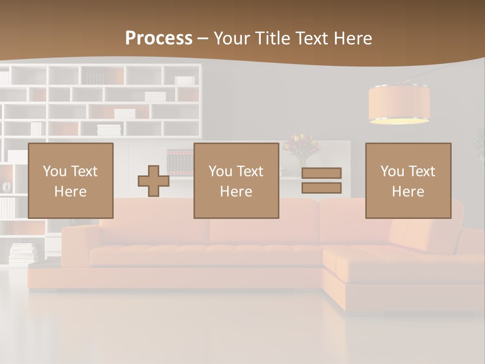Interior Horizontal Bookshelf PowerPoint Template