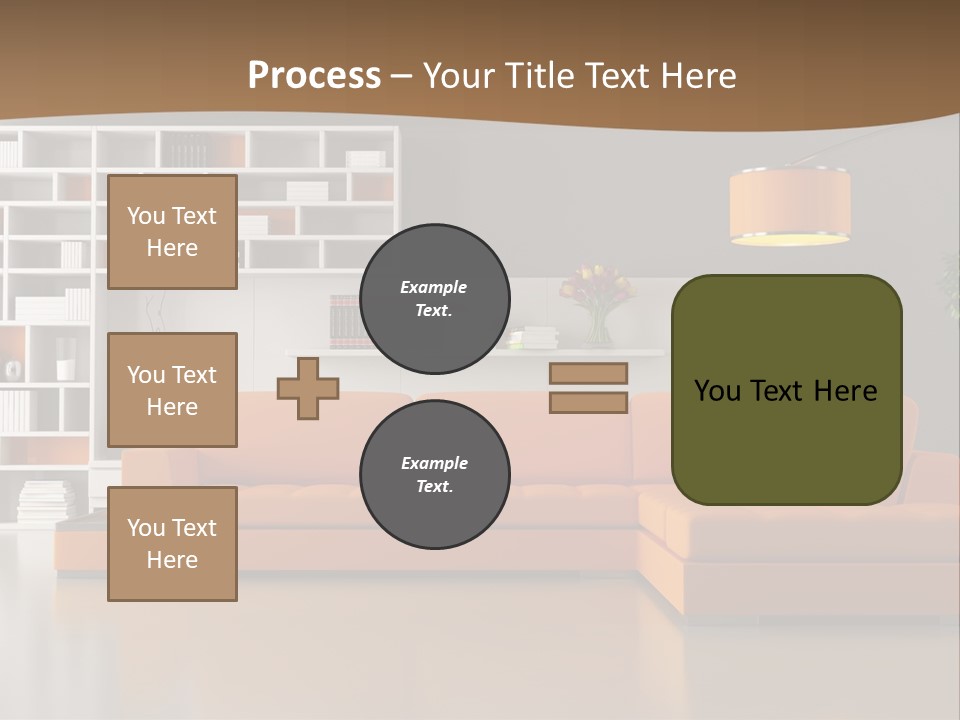 Interior Horizontal Bookshelf PowerPoint Template