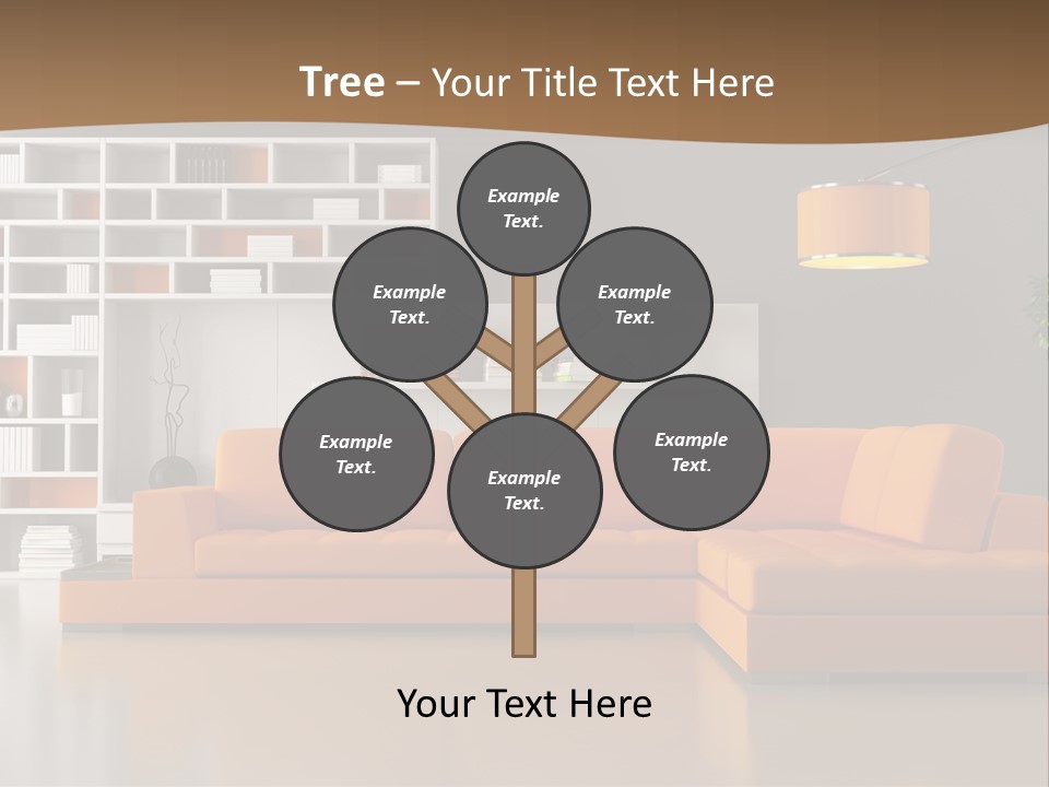 Interior Horizontal Bookshelf PowerPoint Template