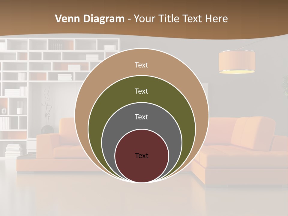Interior Horizontal Bookshelf PowerPoint Template
