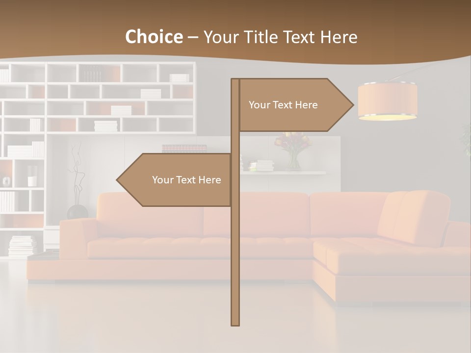 Interior Horizontal Bookshelf PowerPoint Template