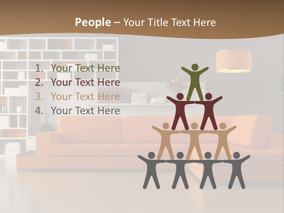 Interior Horizontal Bookshelf PowerPoint Template