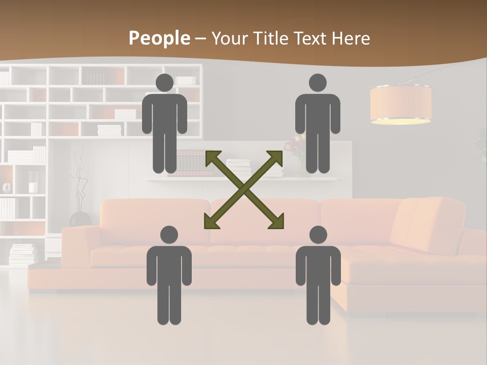 Interior Horizontal Bookshelf PowerPoint Template