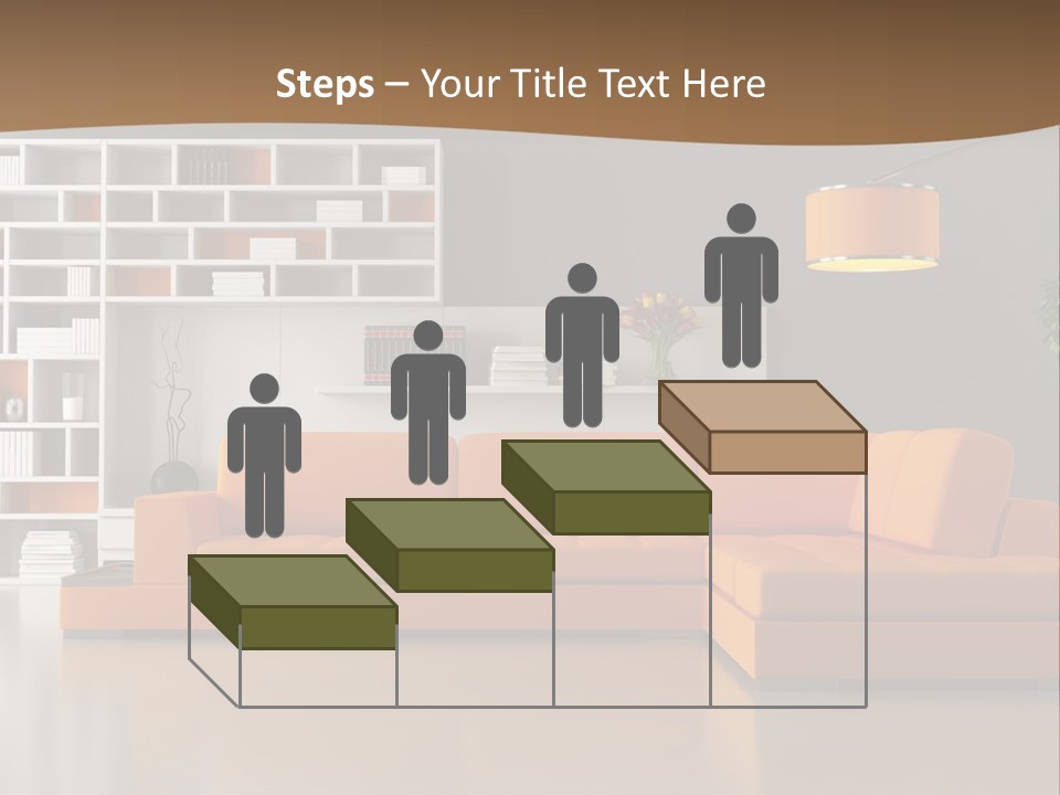 Interior Horizontal Bookshelf PowerPoint Template