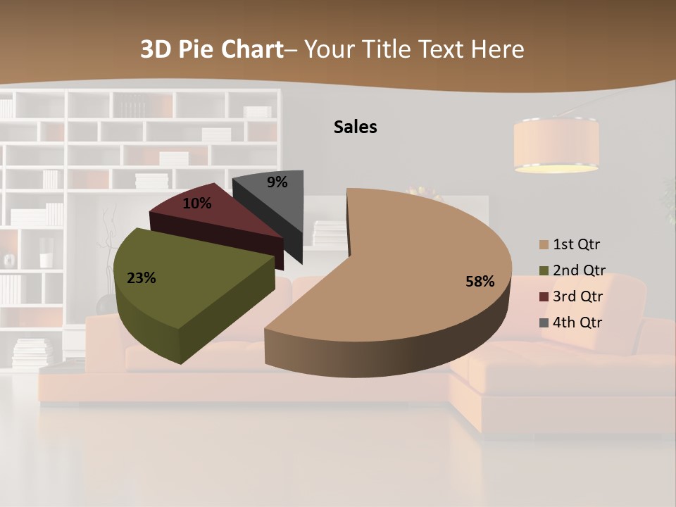 Interior Horizontal Bookshelf PowerPoint Template