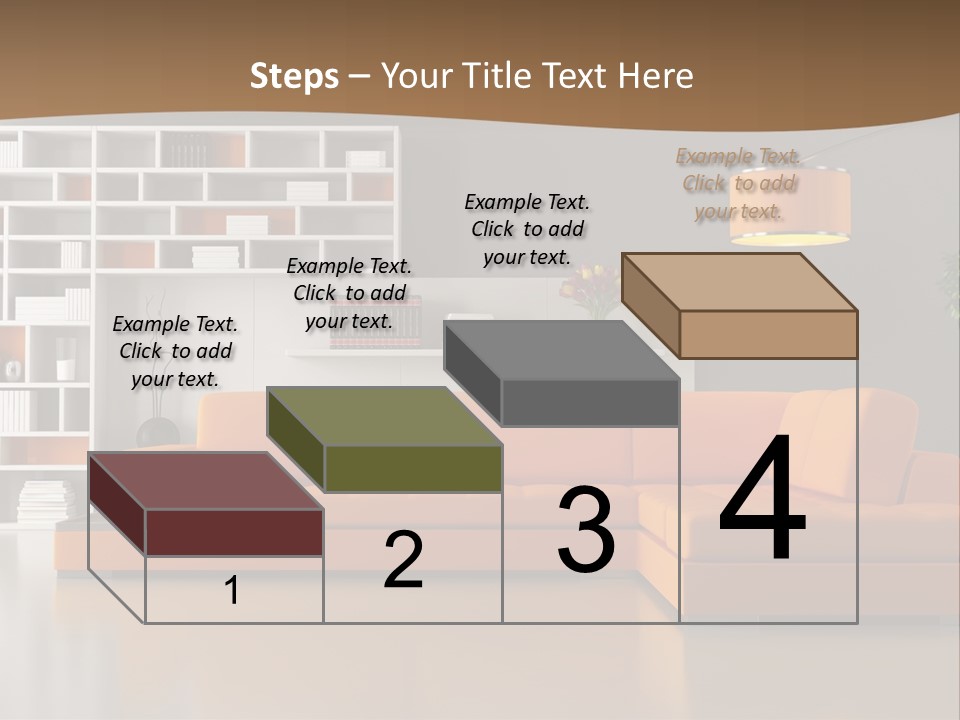 Interior Horizontal Bookshelf PowerPoint Template